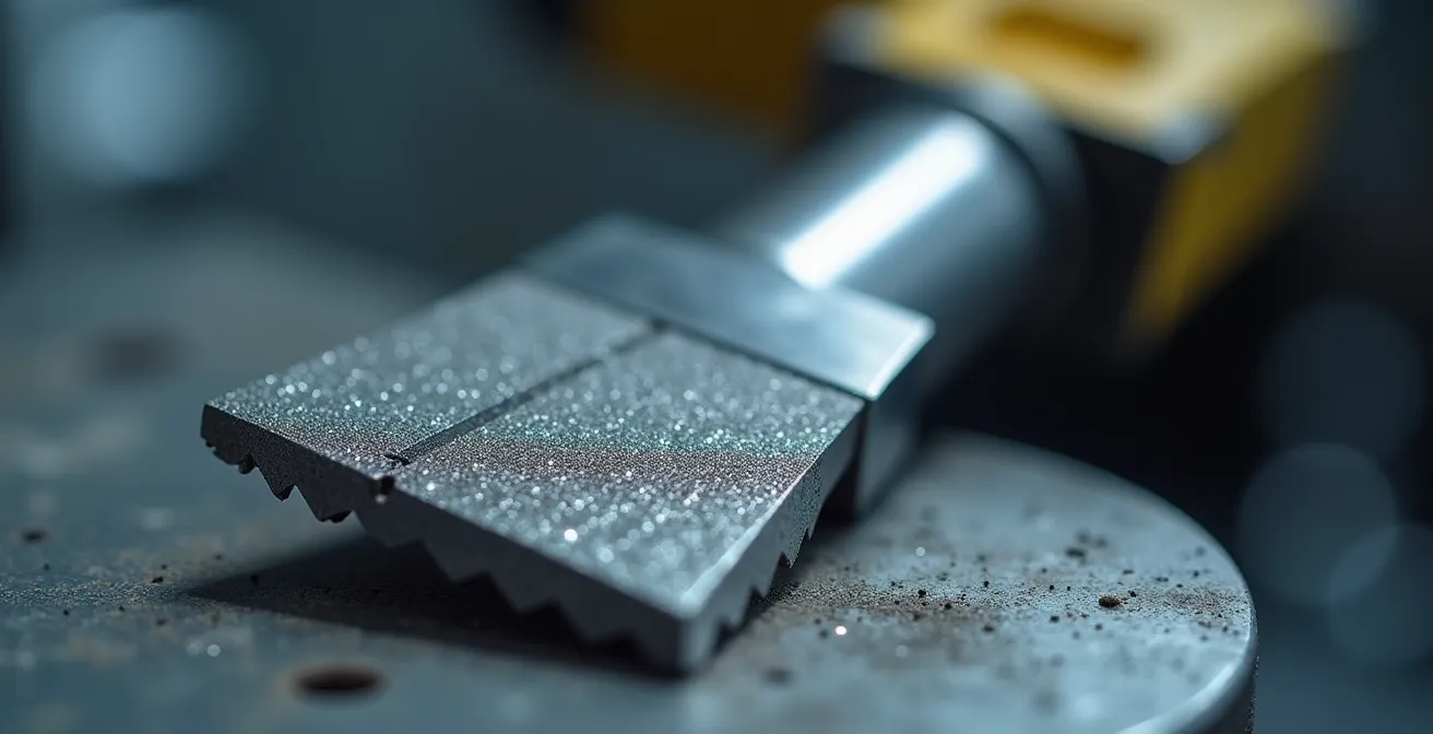 Vue microscopique de la formation d'arête rapportée sur une fraise